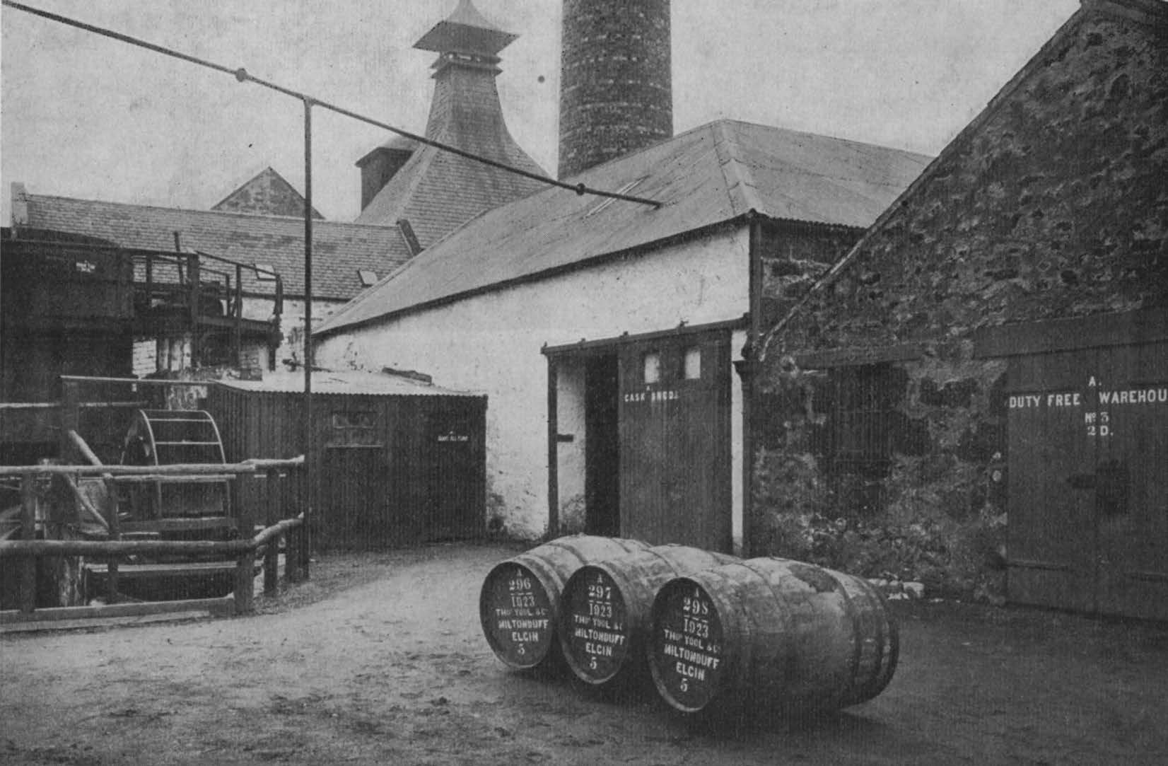 Milton Duff Distillery: Part of original distillery with old water power wheel.